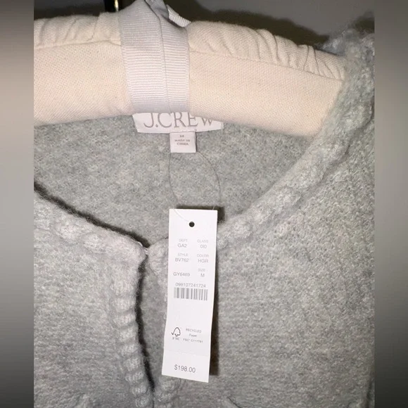 J.Crew Embellished Cardigan Lady Jacket Grey Rhinestones Medium NWT - Picture 3 of 14
